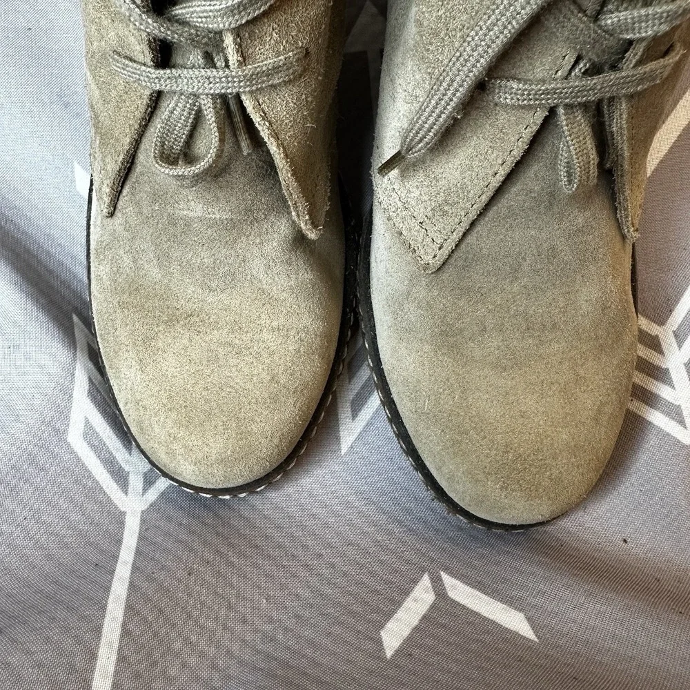 J. Crew Women's‎ Suede Leather McAllister Wedge Boots Sz 7 Sand Lace Up EUC $199